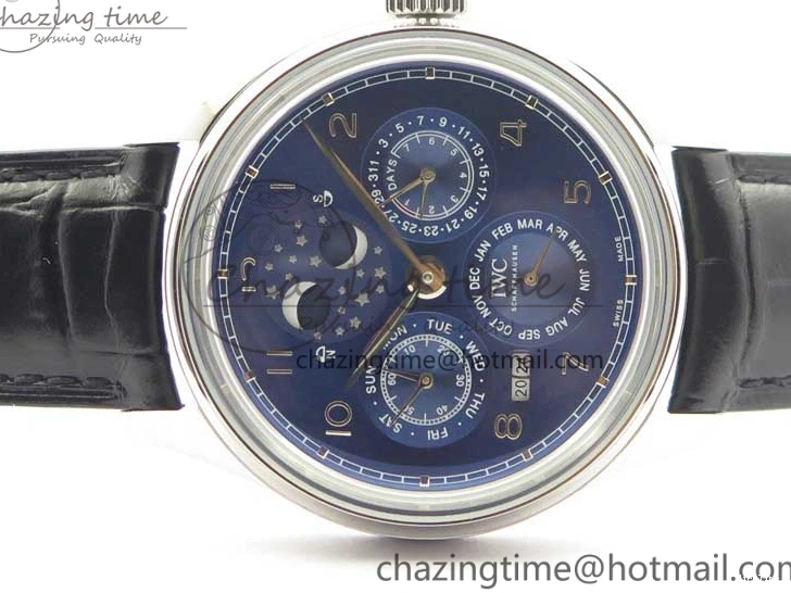 MIROTIME 0228 Portugieser Perpetual Calendar IW503401 V9F 1:1 Best Edition Blue Dial on Black Leather Strap A Contemporary 7114
